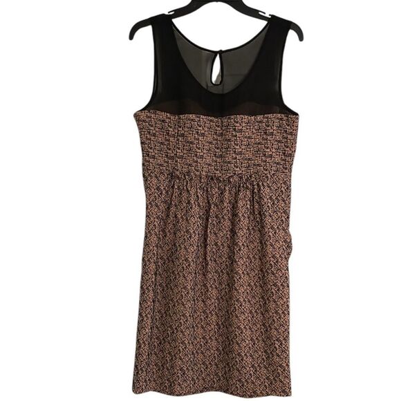 Anthropologie Tan Print Moulinette Soeurs Albertine Flocked Sheath Dress Size 8 - Picture 2 of 11